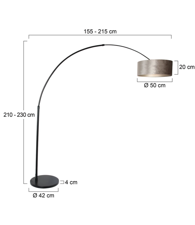 Booglamp verstelbaar zwart incl kap