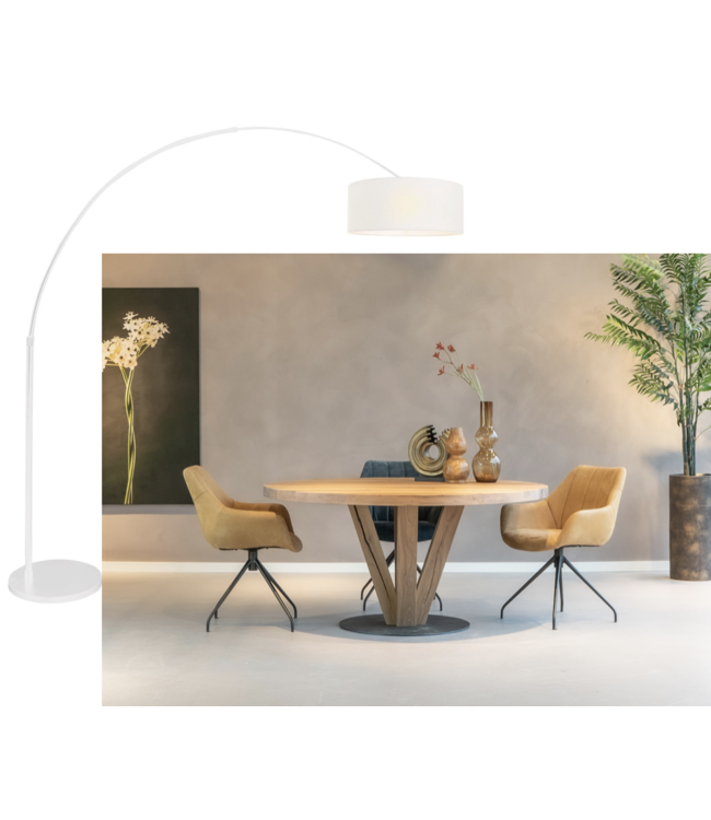 Booglamp verstelbaar incl kap - wit linnenkap