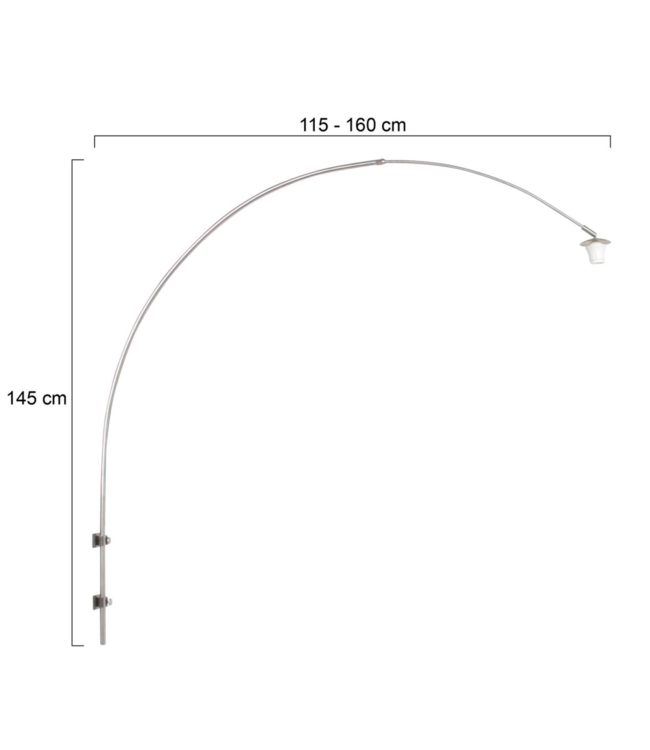 Uitschuifbare draaibare wandlamp rvs excl kap