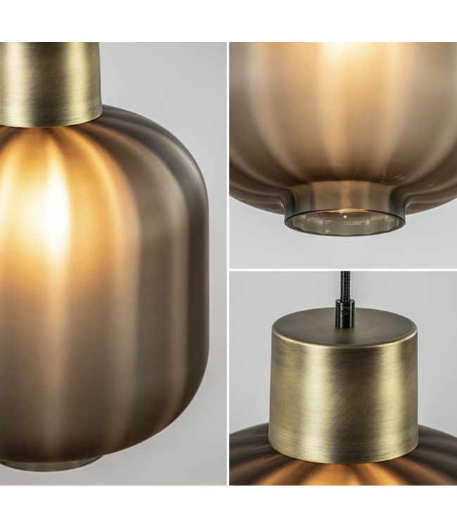 Videlamp italiaans ribbel glas matt smoke 5lichts 50cm