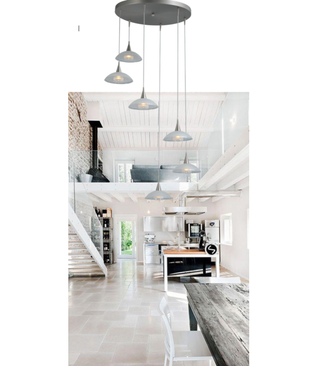 Vide hanglamp 6lichts-50cm-RVS