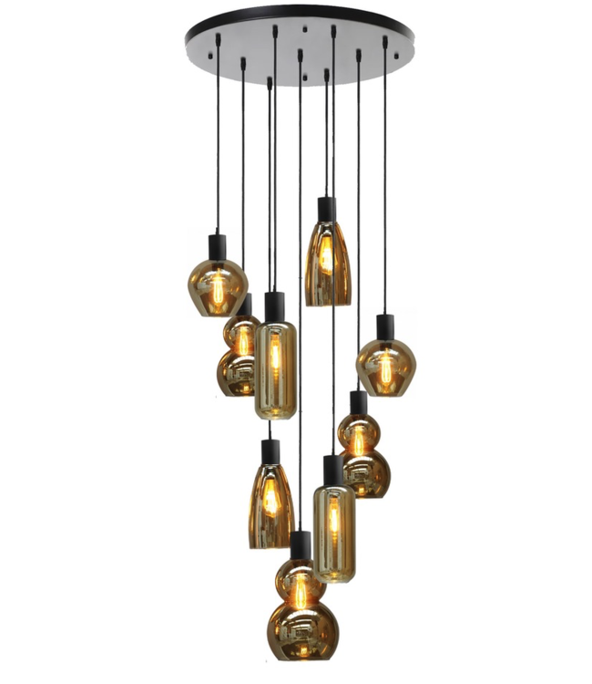 Videlamp 70cm met 9 glazen smoke fume