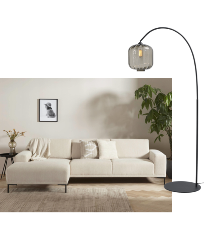Vloerlamp met italiaans smoked glas -181cm- Zwart