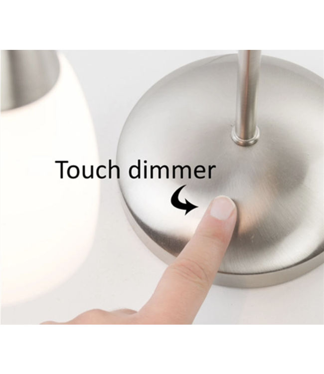 Bureaulampje touch wit glas led-RVS
