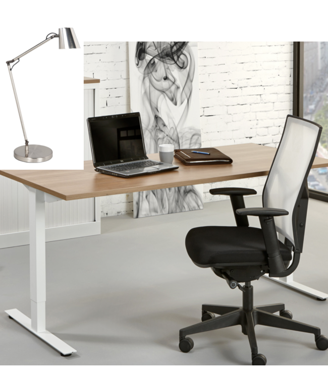 Moderne bureaulamp alu met rvs met touch led