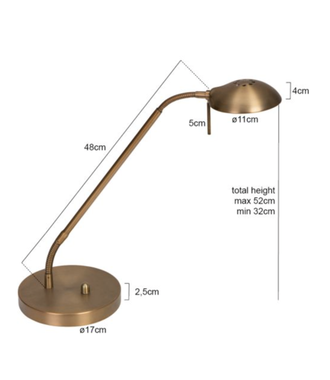 Bureaulamp flex led dimbaar brons