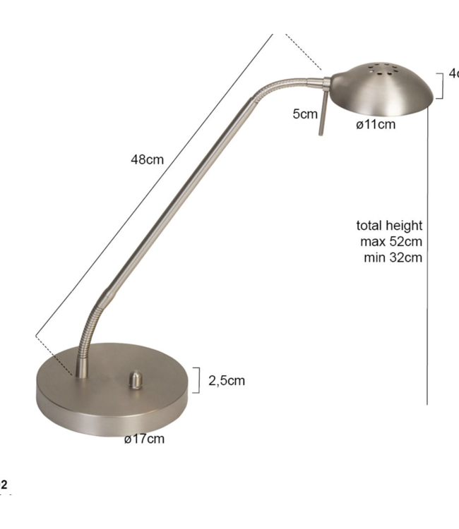 Bureaulamp flex led dimbaar rvs