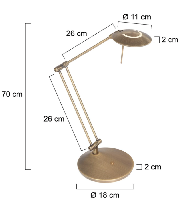 Bureaulamp knikarm led dimbaar brons