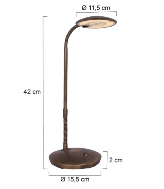 Bureaulamp flex led dimbaar brons dim to warm
