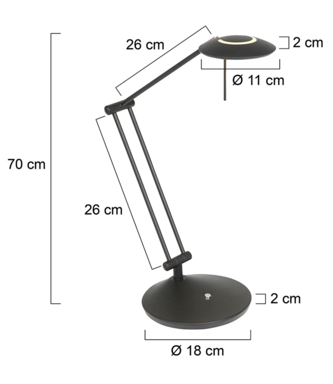 Bureaulamp knikarm led dimbaar zwart