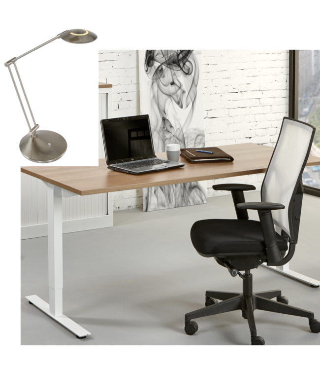 Bureaulamp knikarm led dimbaar rvs