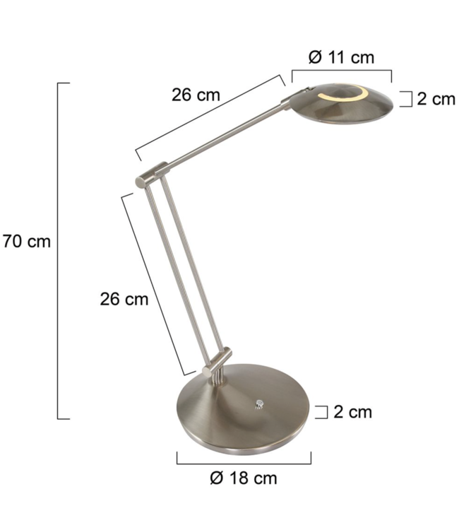 Bureaulamp knikarm led dimbaar rvs