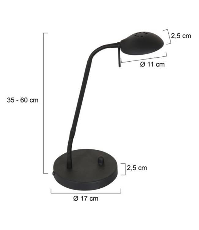 Bureaulamp flex led dimbaar zwart