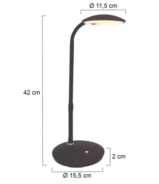 Bureaulamp flex led dimbaar zwart dim to warm