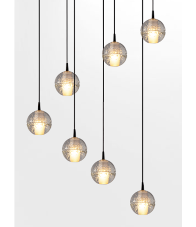 Hanglamp bubble glazen 50cm rond 7 lichts dtw