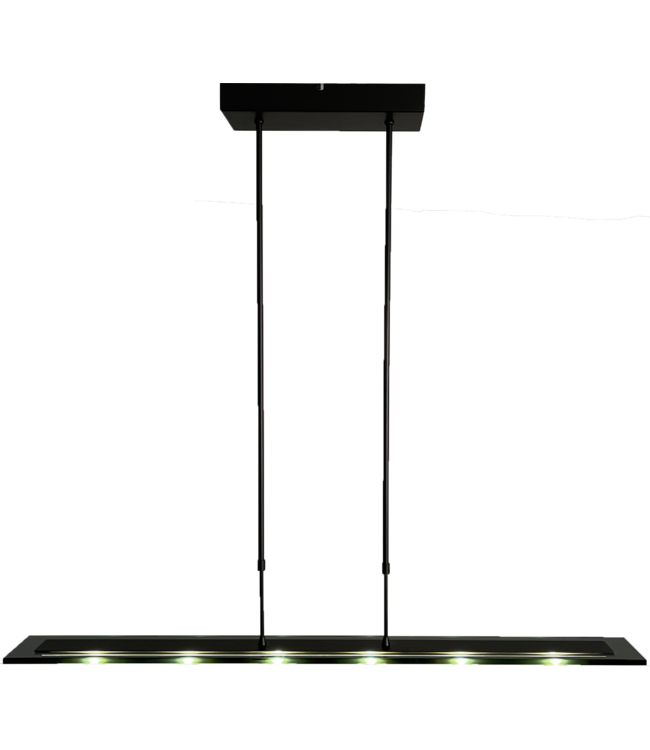 Kookeiland smoke hanglamp glasplaat all black- 100cm-met push dimmer