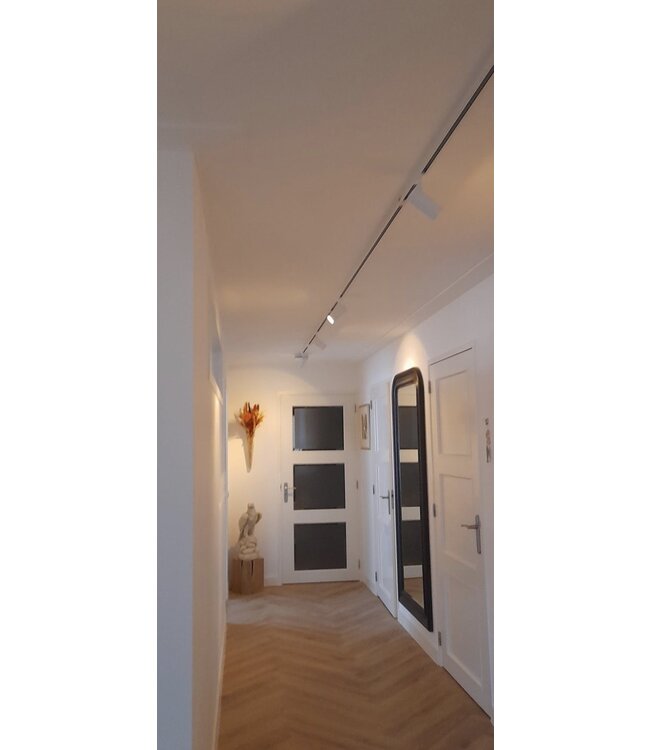 Rail 2 meter 1fase zwart kit inclusief 3 strakke spots gu10 fitting