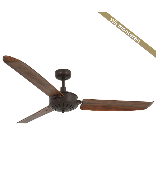 Industrieele bruin met zwarte plafondventilator-142cm-Hout