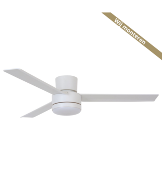 Masterlight Fluisterstille ventilator met licht en afstandsbediening -Wit-132cm