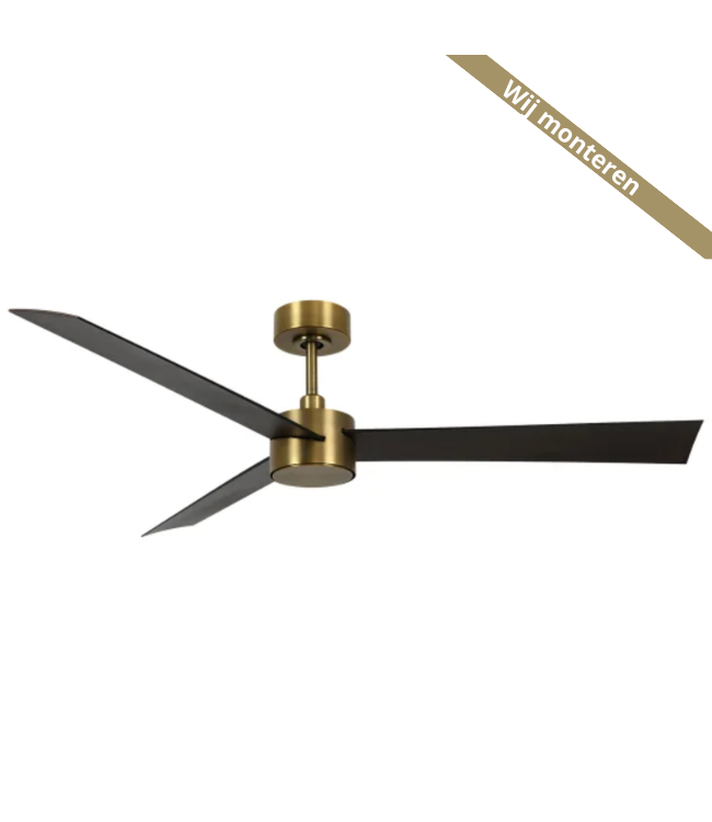 luxe ventilator met licht en afstands bediening- 132 cm- brass bruin