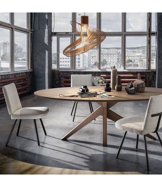 Stalen hanglamp Salmy kleur met mooie rondingen 60cm