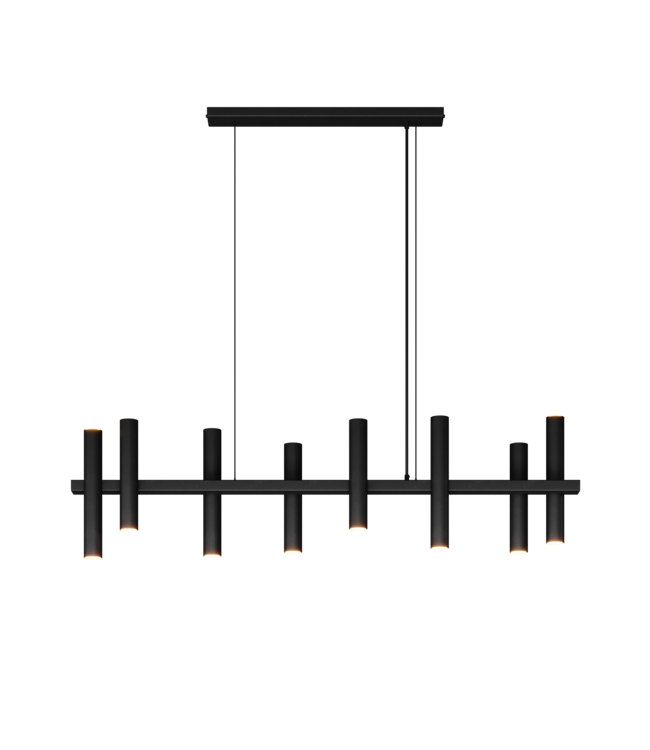 Hanglamp met 8 spot pijpjes up en down licht 140cm