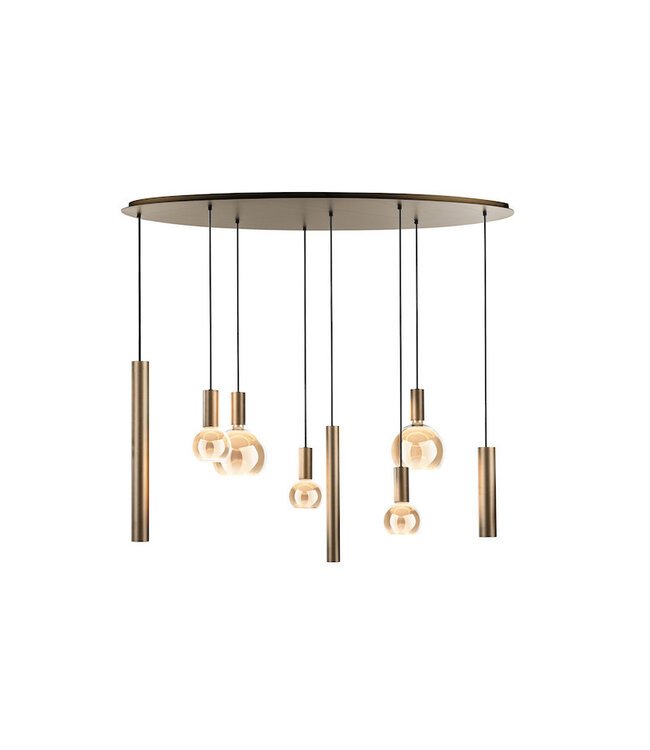 Riva ovale hanglamp Platinum met spots en sierlampen
