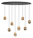 Highlight Ovale egg hanglamp 8 lichts zwart/gold