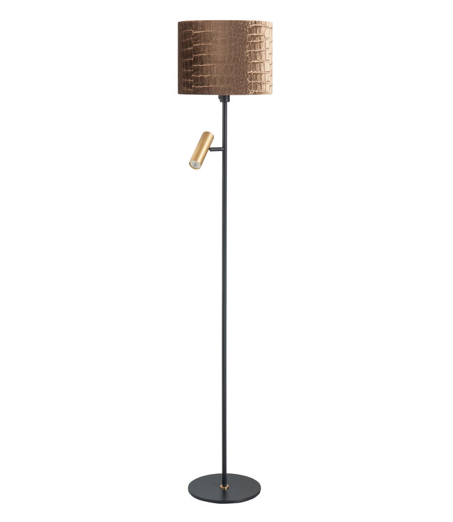 Vloerlamp met gold croco kapje en aparte leeslamp