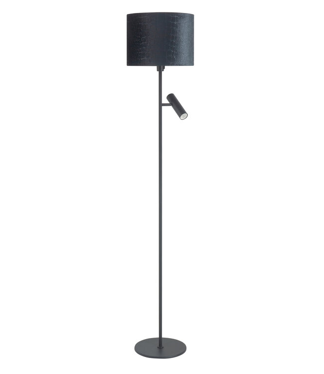 Vloerlamp met zwart croco kapje en aparte leeslamp
