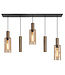 Highlight Hanglamp met 3 glazen en 2 spot in brons