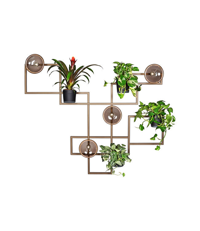 Decoratieve wandlamp met licht en planthouders