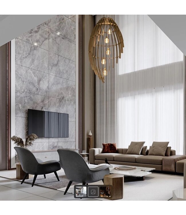 Vide hanglamp omegna hoogte stalen lamellen 250cm