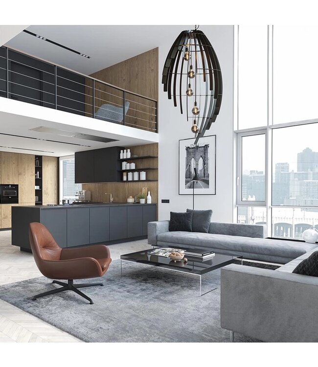 Vide hanglamp omegna hoogte stalen lamellen 180cm