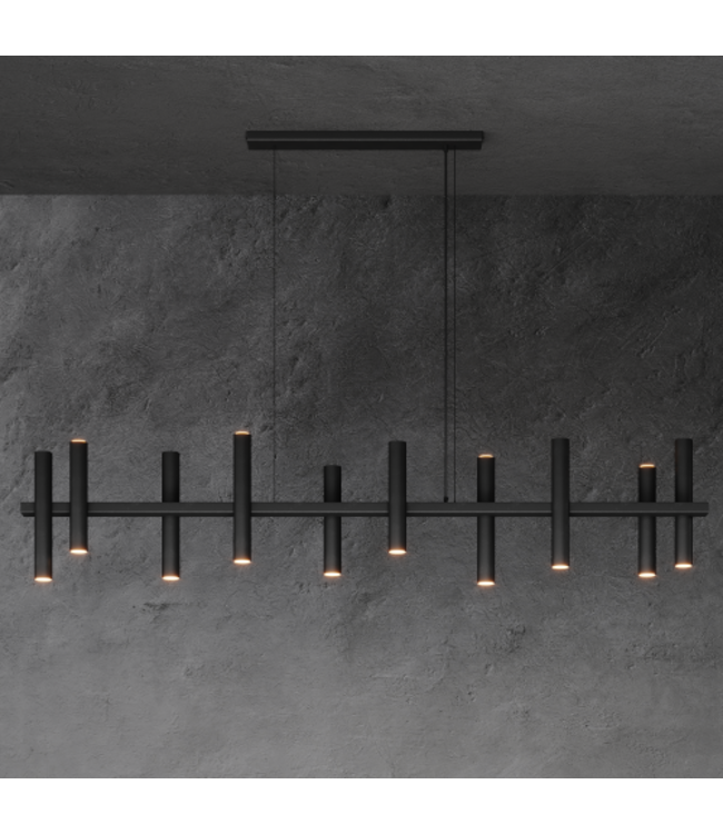 Kookeiland lamp met 10 spot pijpjes up en down licht 190cm