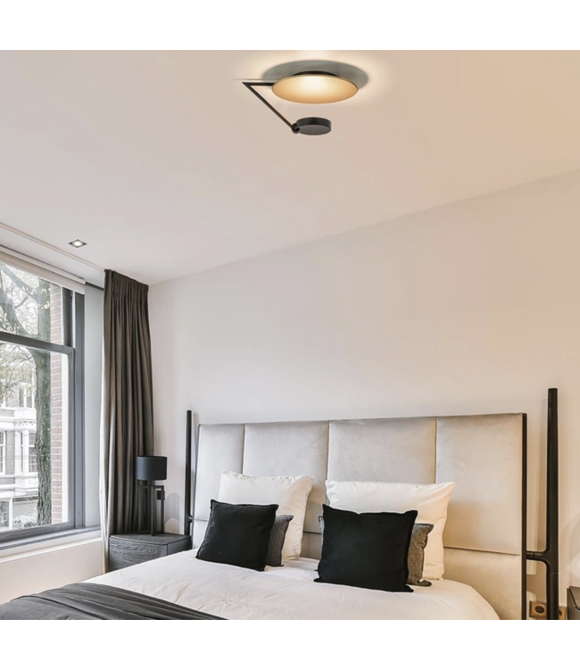 Plafonlamp middel met indirect licht zwart goud