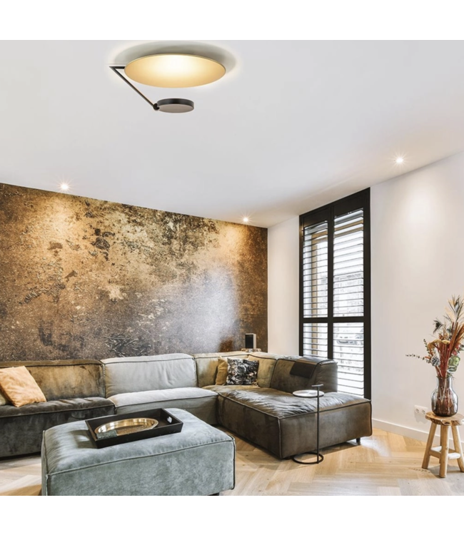 Plafonlamp groot met indirect licht zwart goud