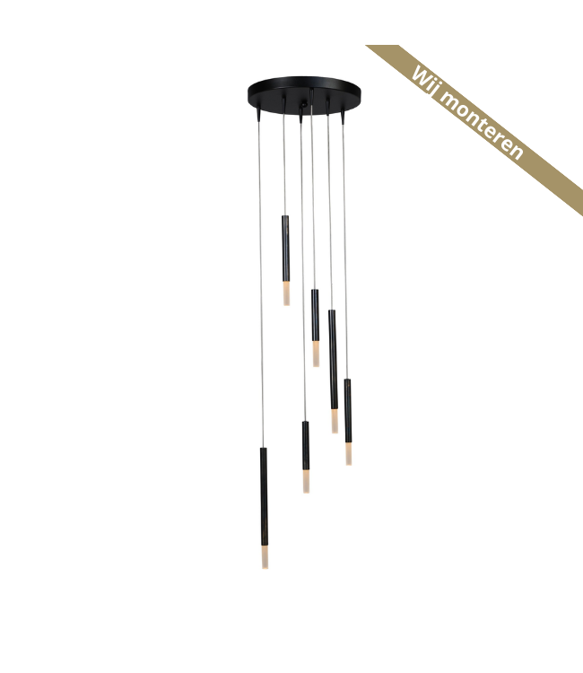 Hanglamp rond 6 lichts LED hanglamp-35cm-zwart/dappled oil