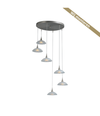 Masterlight Vide hanglamp 6lichts-50cm-RVS