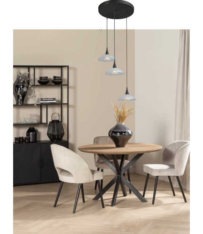 Ronde 3 lichts hanglamp zwart 35cm dubbel Italiaans glas mat