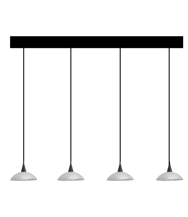 4 lichts hanglamp dubbel glas LED met DTW -130-zwart