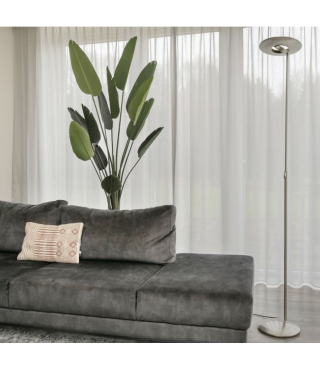 Strakke uplighter rvs dim to warm met kantelbare kap