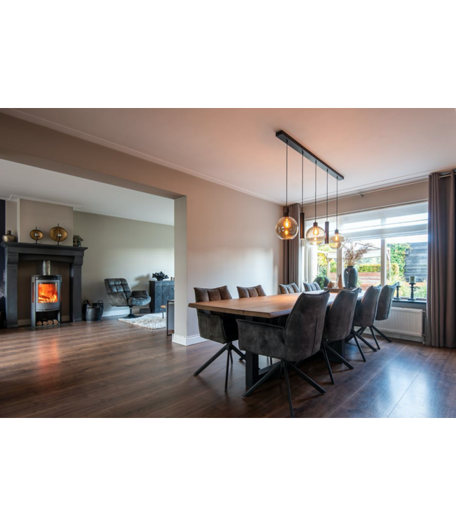 Smoke fumee glas 25cm 5lichts hanglamp -160- Zwart