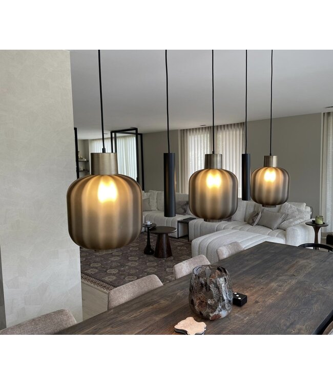 Italiaans matt ribbel glas 28cm 5lichts hanglamp -160- Zwart -gold