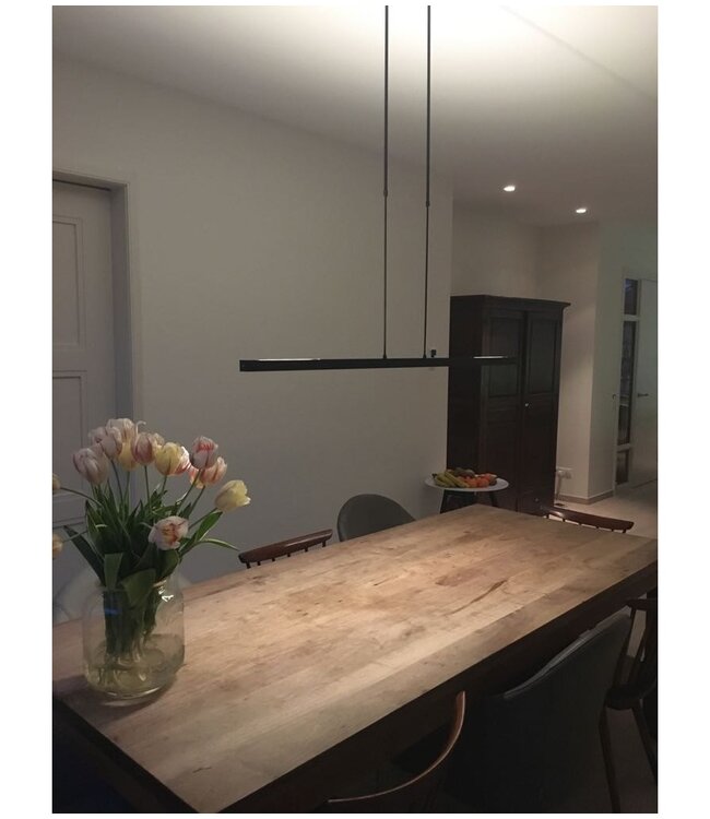 platte hanglamp 200 cm mat zwart voor boven eettafel