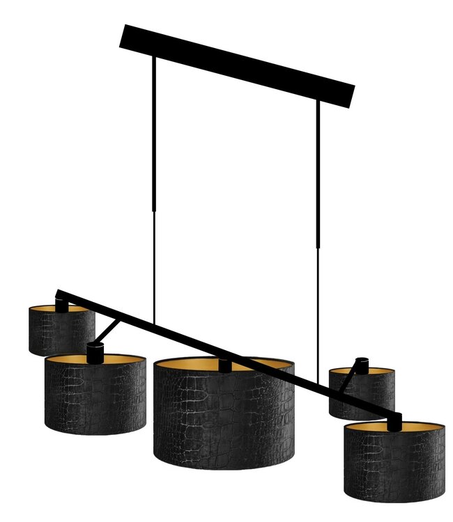 5 lichts hanglamp 120cm met verschillende maten  kappen