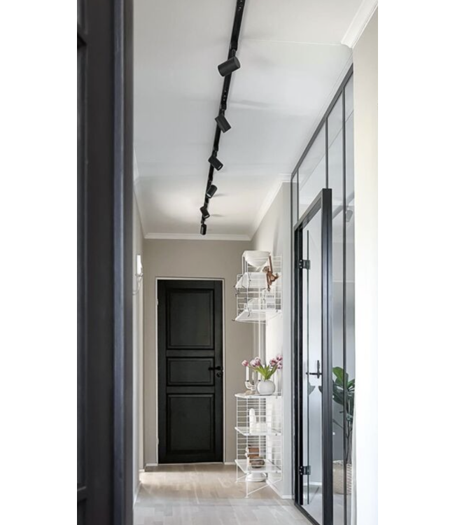 Rail 2 meter 1fase zwart kit inclusief 3 strakke gouden spots