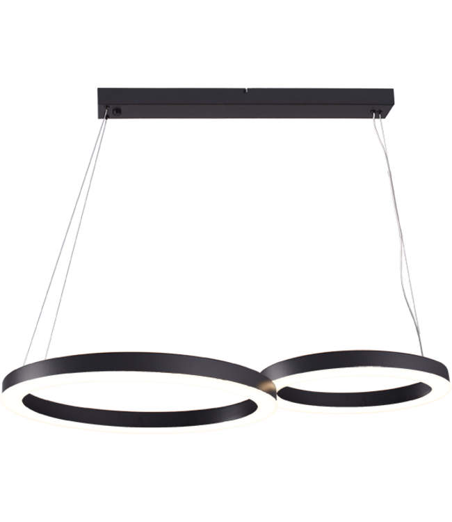 Elisse LED lamp met 2 ringen ø60cmø40cm samen ovaal -105cm- Black