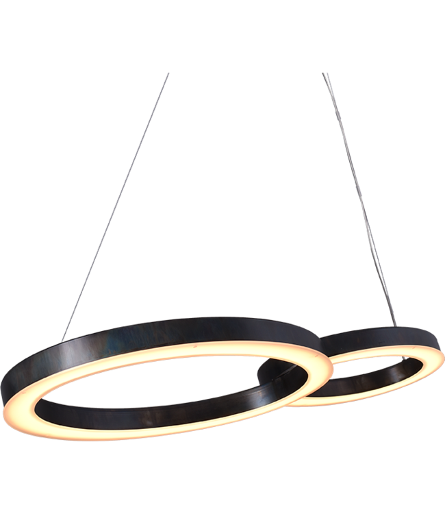 Elisse LED lamp met 2 ringen ø60cmø40cm samen ovaal -105cm- Black