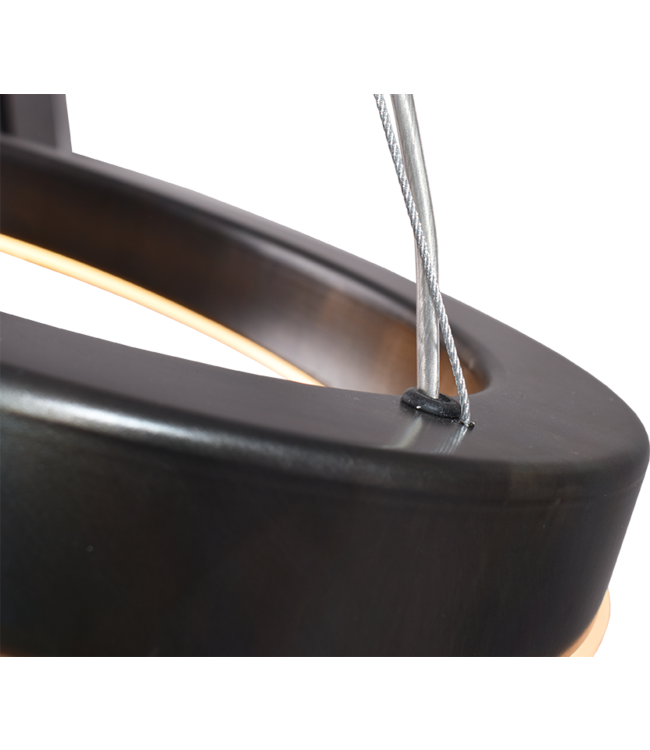 Elisse LED lamp met 2 ringen ø60cmø40cm samen ovaal -105cm- Black